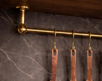 Ceiling Unlacquered Brass Pot Rack With S Hooks, Kitchen Storage