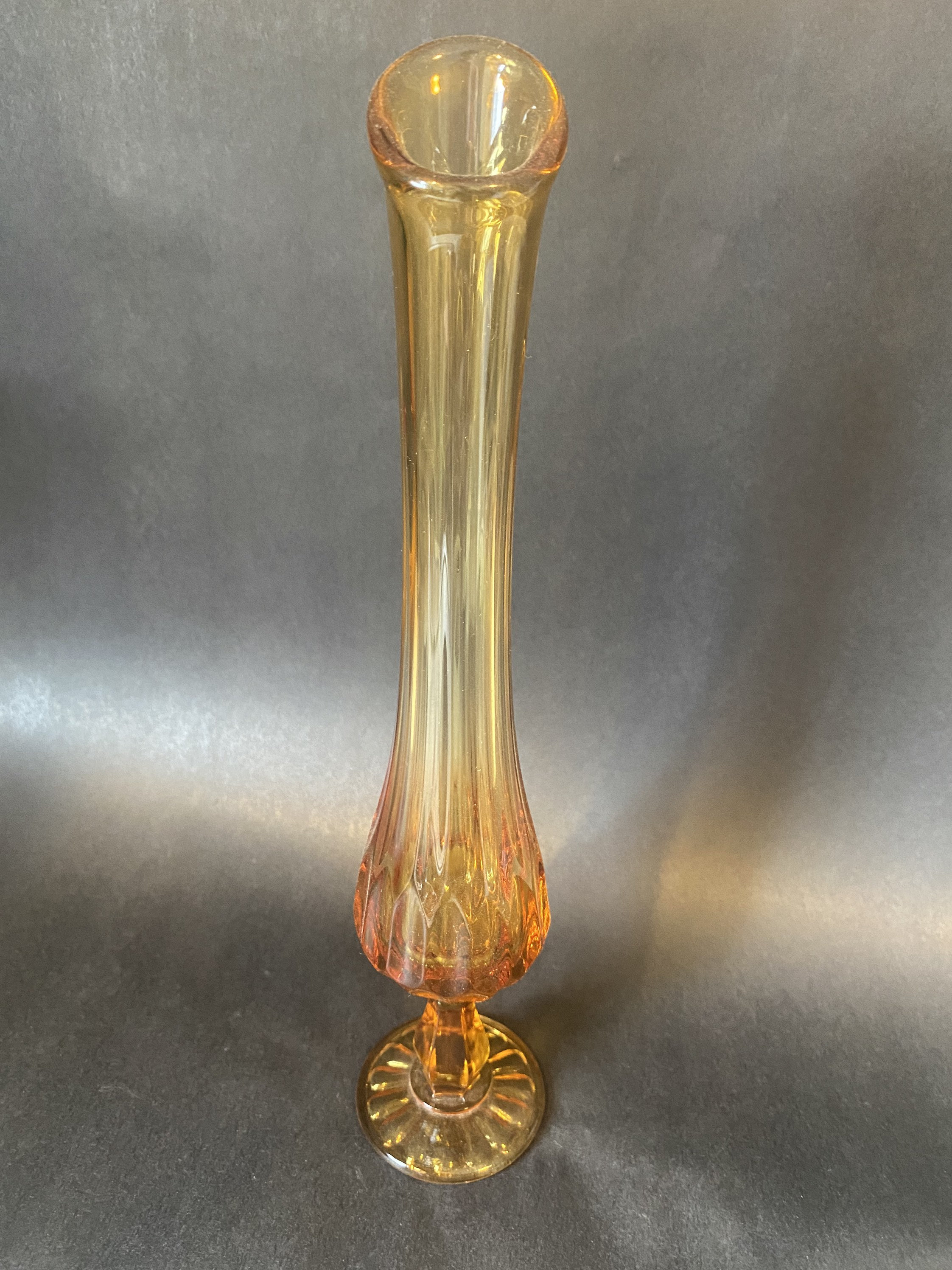 Mid Century Amber Stretch Vase Mid Century Decor Vintage Etsy