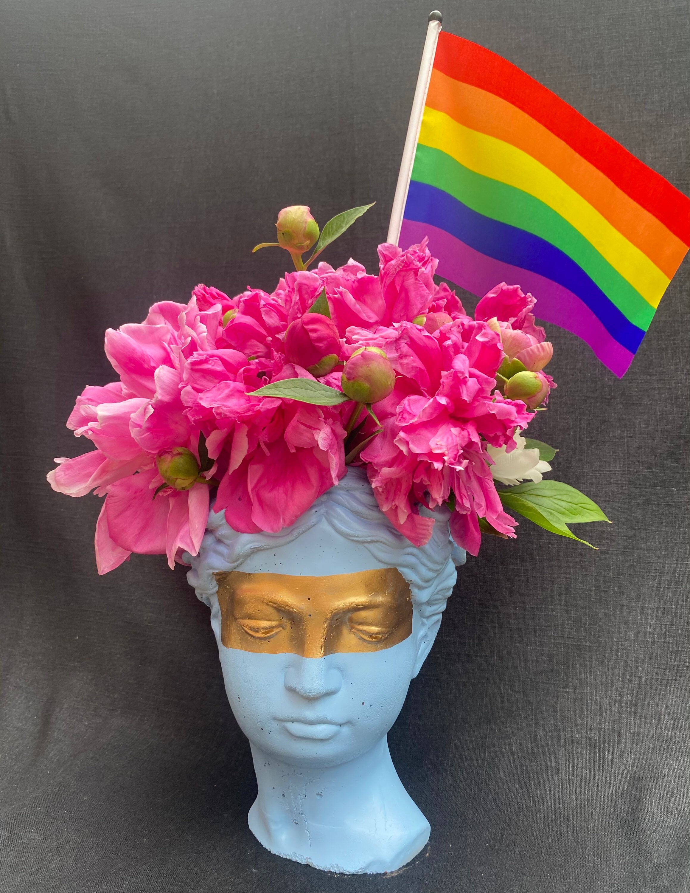 Female Head Planter / Concrete Planter / Art Planter / Colorful Planter