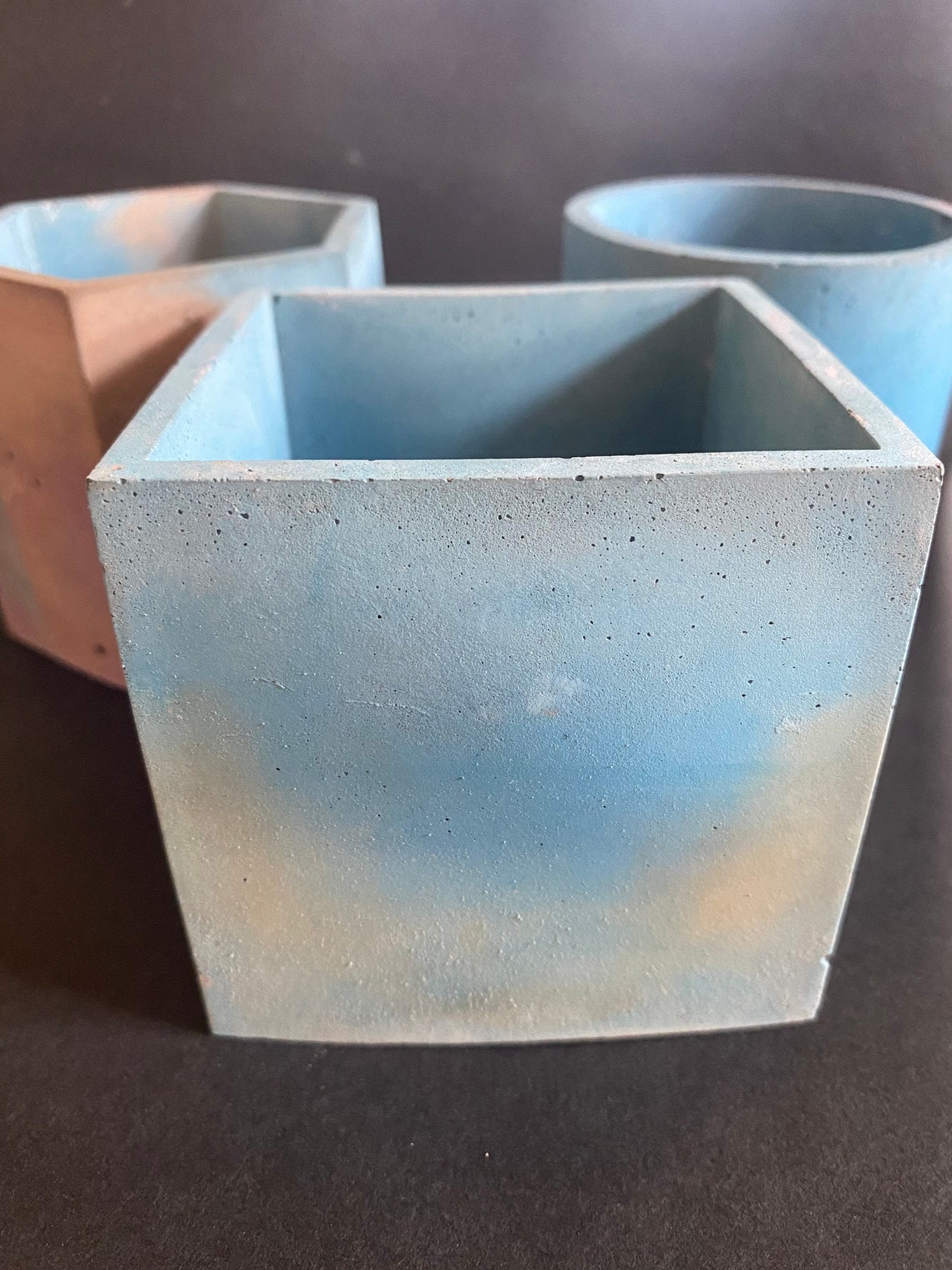 Colorful Concrete Plant Pot Concrete Planter Minimalist Etsy
