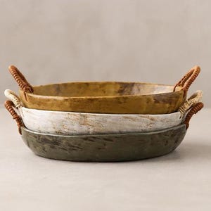 Japanskt keramiskt fat, rustikt serveringsfat i stengods, Wabi Sabi-dekor, handgjort keramikfat, bricka med rephandtag