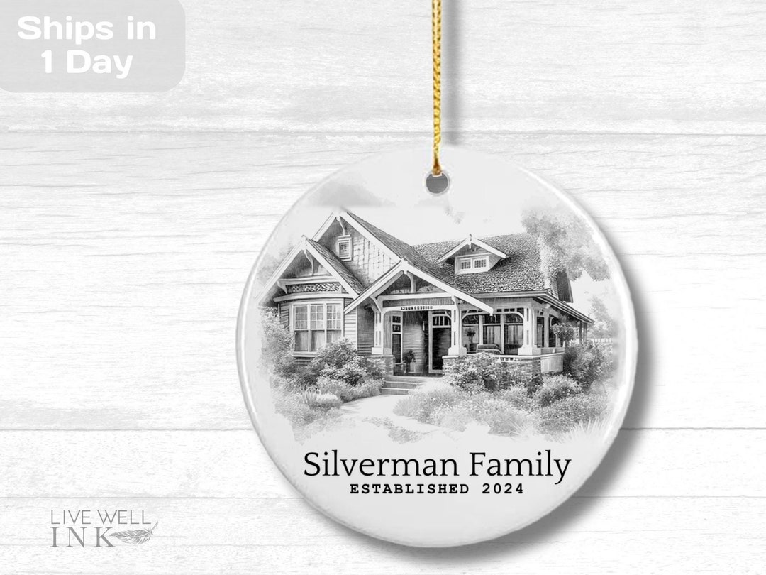 Custom Illustration House Portrait Ornament, Personalized Housewarming ...