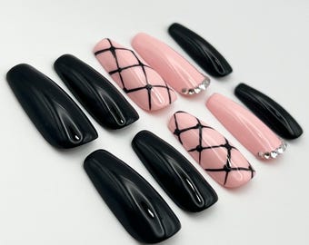 Blush After Dark Press-On Nails | Medium | Stiletto | Glossy