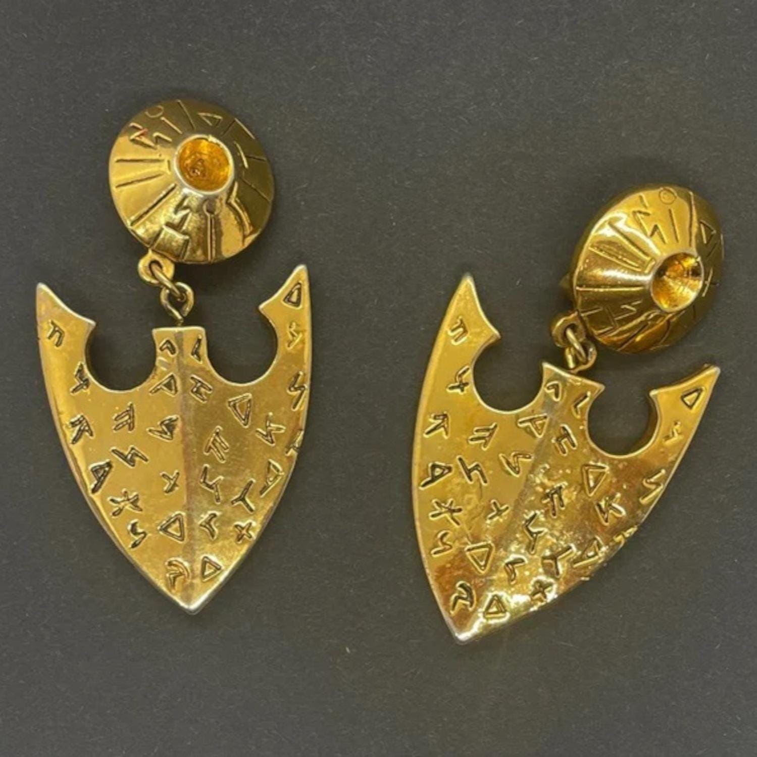 Boucles D'oreilles Vintage Années 70/80 - Métal Doré - Style Rétro