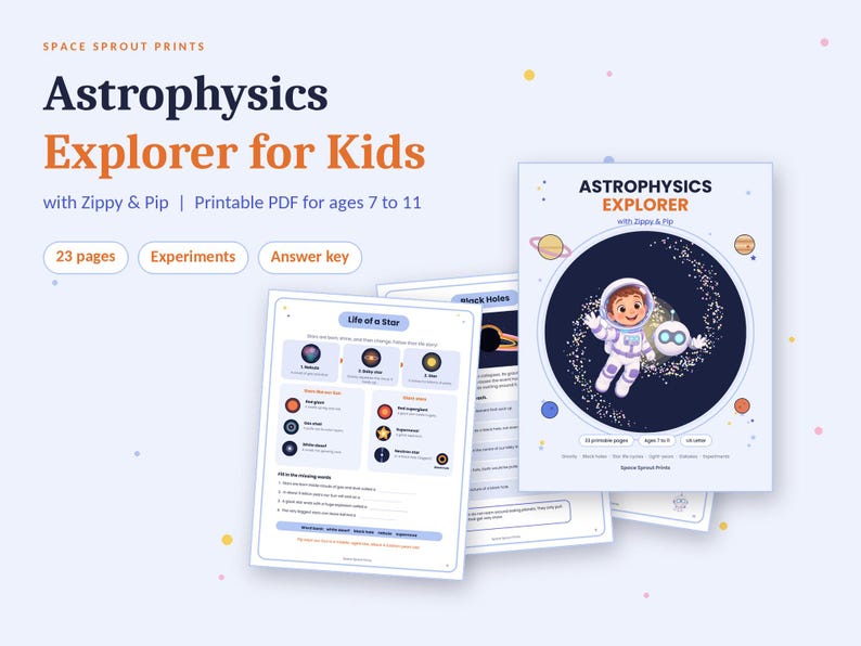 Astrophysics Explorer for Kids, Space Science Worksheets, Experiments