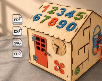 Busy House SVG Files for Laser Cutting | Montessori Busy Board | 4mm Plywood Plans