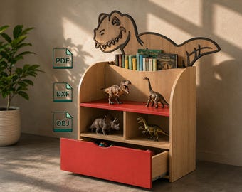 Children's Dinosaur Toy Shelf | DIY Woodworking Plans, CNC Files (Digital Download)