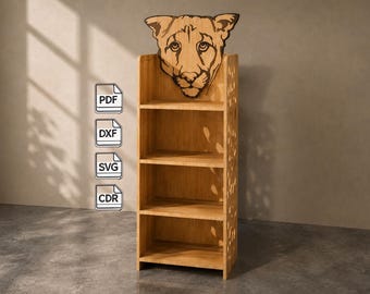 DOWNLOAD LION'S shelf Children's bookshelf cnc plans  dxf, svg, cdr  pdf  digital furniture project