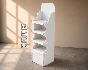 Retail Display Shelf CNC Files | Flat-Pack Display Stand | dxf, svg, cdr, pdf Plans