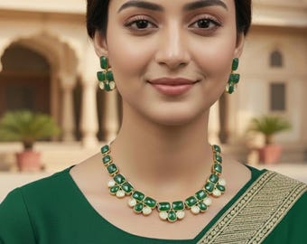 Natural Emerald stone Necklace for women, gift for mother's day, birthday | Wear Special Occasion