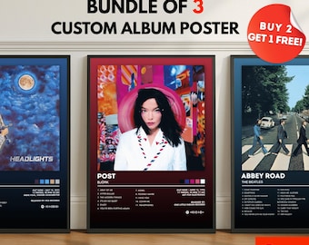 Set van 3 aangepaste albumhoezen-kunstposters | Gepersonaliseerde muziekafdrukken (digitale download) | 02
