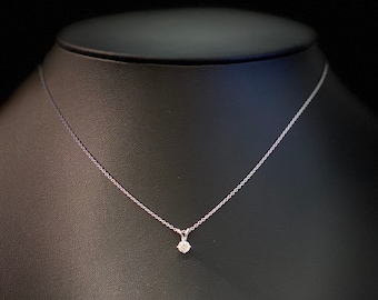 Collier Pendentif Solitaire Diamant - Or Blanc 14k