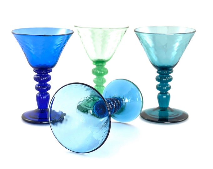 Mixed Color Hand Blown Martini Glass Set of Four by Jonathan Winfisky