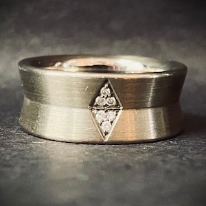 Vintage Diamond Wedding Band - Palladium Sterling Silver