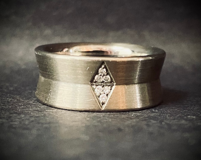 Vintage Diamond Wedding Band - Palladium Sterling Silver