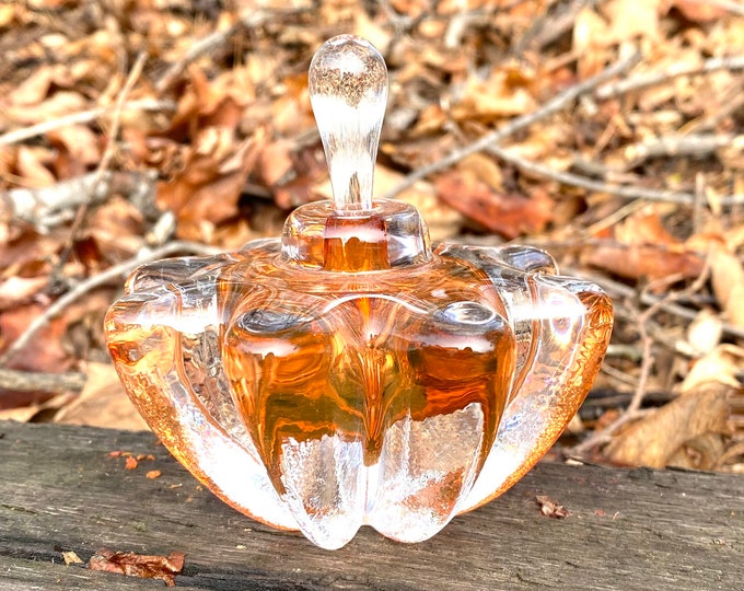 Hand Blown Glass Perfume Bottle - Aurora Orange Optic  by Jonathan Winfisky