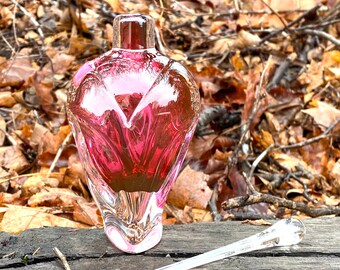 Hand Blown Glass Perfume Bottle - Ruby Red Overlay  by Jonathan Winfisky