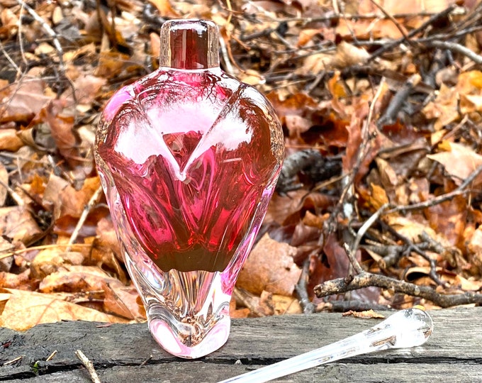 Hand Blown Glass Perfume Bottle - Ruby Red Overlay  by Jonathan Winfisky