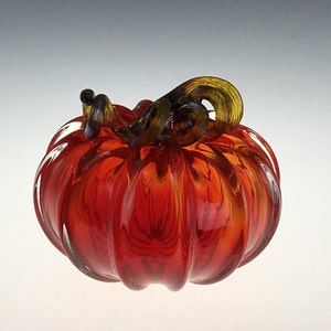 4 Glass Pumpkin by Jonathan Winfisky Transparent Bright Garnet Red Hand Blown Glass 画像 5