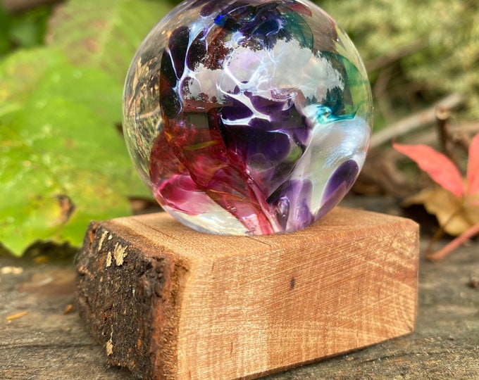 Glass Marble and Wood Stand by Jonathan Winfisky - Paperweight