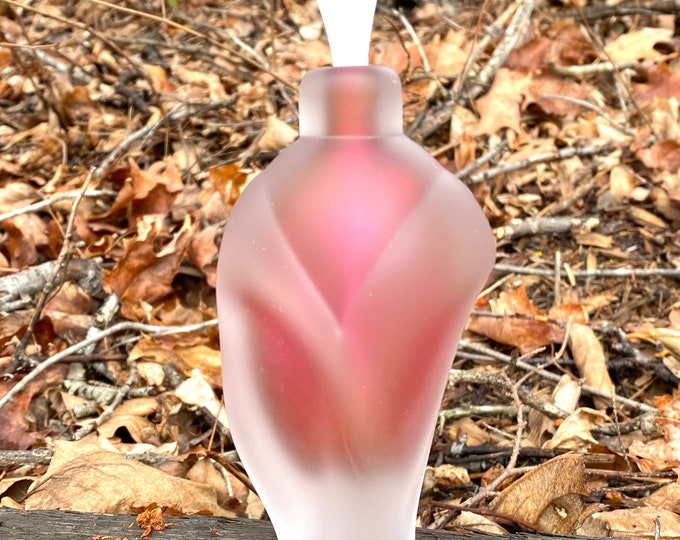 Hand Blown Glass Perfume Bottle - Sandblasted Ruby Red Overlay  by Jonathan Winfisky