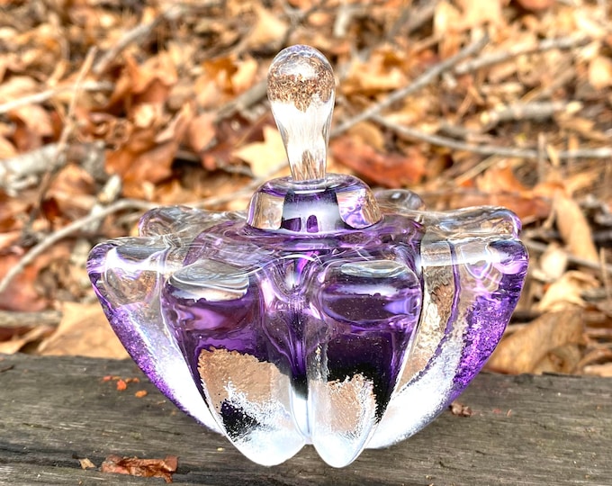 Hand Blown Glass Perfume Bottle - Amethyst Purple Optic  by Jonathan Winfisky