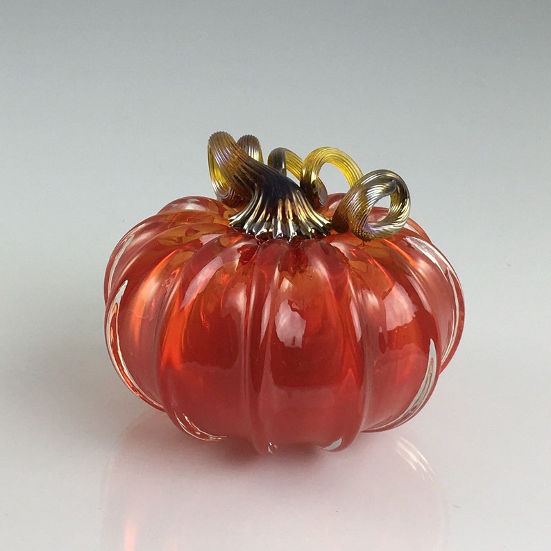 4 Glass Pumpkin by Jonathan Winfisky Transparent Bright Garnet Red Hand Blown Glass 画像 2