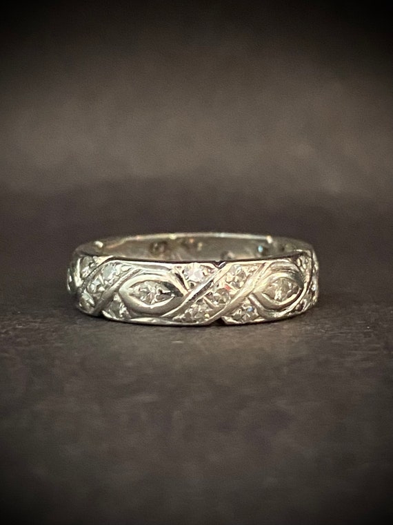 Diamond Platinum Wedding Band - Engagement Ring -… - image 1