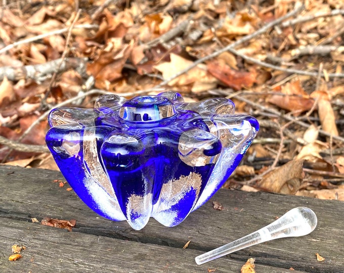 Hand Blown Glass Perfume Bottle - Cobalt Blue Optic  by Jonathan Winfisky