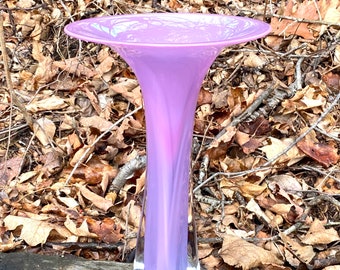 Hand Blown Glass Vase - Opaque Purple Pink Fluted Bud Vase by Jonathan Winfisky