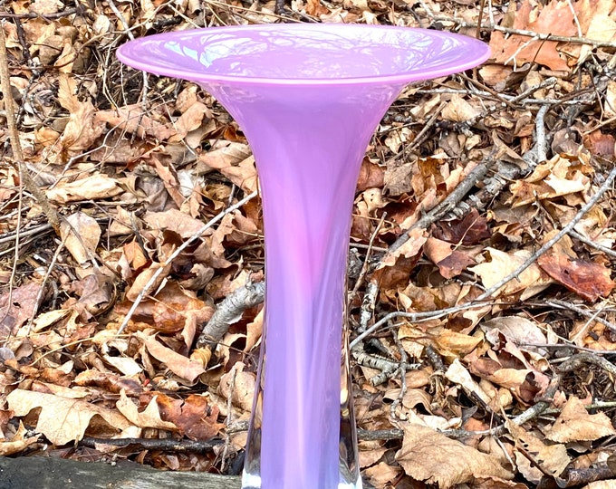 Hand Blown Glass Vase - Opaque Purple Pink Fluted Bud Vase by Jonathan Winfisky