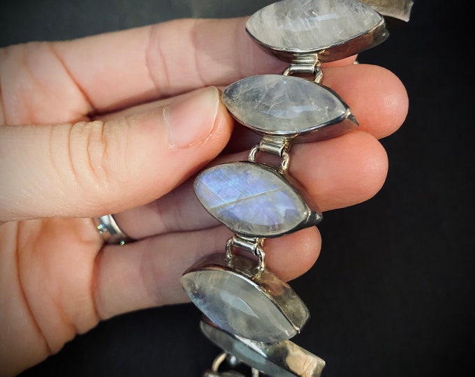 Vintage Sterling Silver Moonstone Bracelet