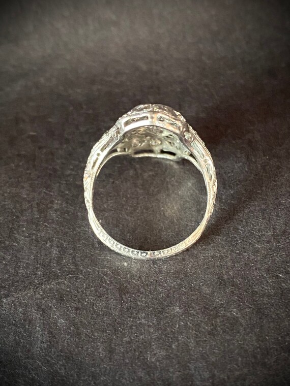 Platinum Diamond Sapphire Engagement Ring Filigre… - image 4