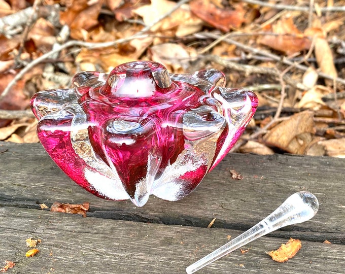 Hand Blown Glass Perfume Bottle - Ruby Red Optic  by Jonathan Winfisky