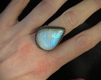 Sterling Silver Rainbow Moonstone Ring