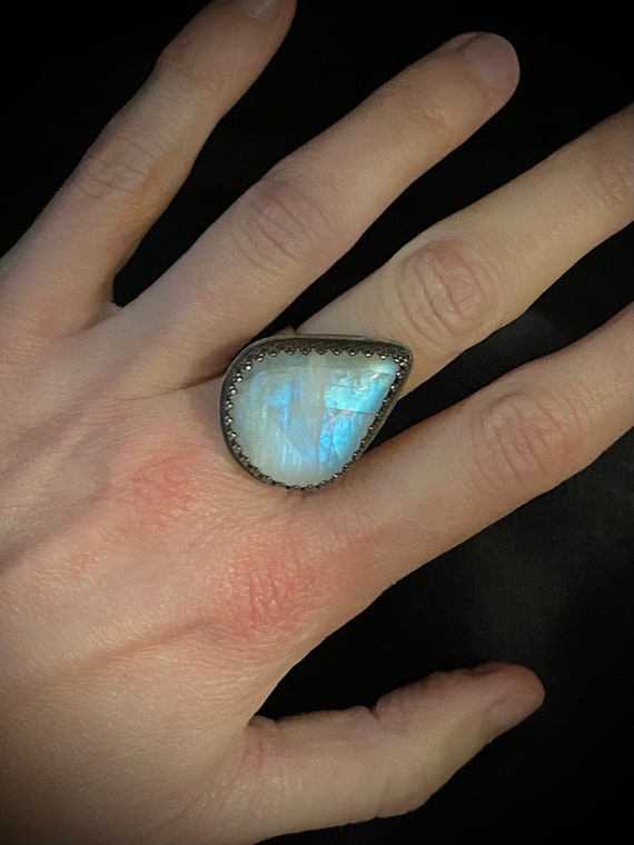 Sterling Silver Rainbow Moonstone Ring