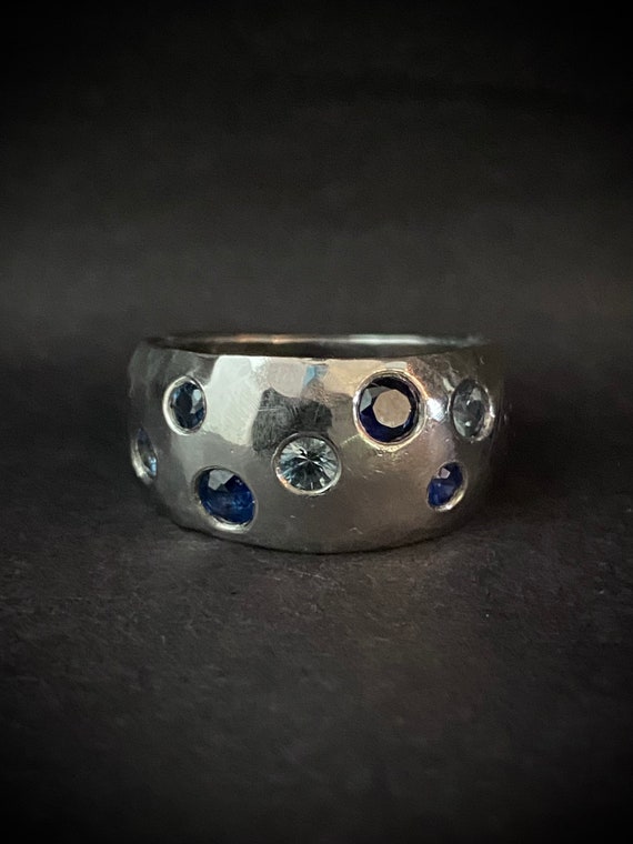 Platinum Blue Sapphire Engagement Ring Wedding Ban