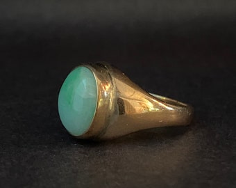 Green Jade 14k Yellow Gold Ring