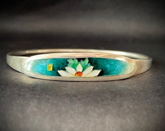 Vintage Solid Silver Cloisonné Bracelet