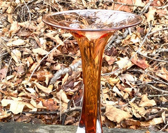 Hand Blown Glass Vase - Orange Peach Fluted Bud Vase by Jonathan Winfisky