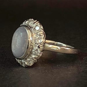 Beautiful Lavender Star Sapphire Diamond Engagement Ring - Halo Ring