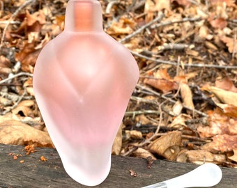 Hand Blown Glass Perfume Bottle - Sandblasted Pink Peach Overlay  by Jonathan Winfisky