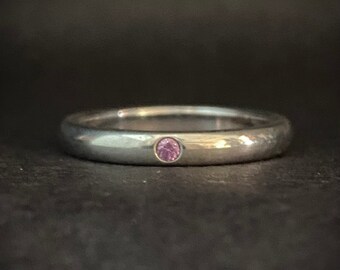 Vintage Pink Sapphire Tiffany and Co Sterling Silver Wedding Band