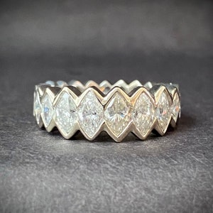 Marquise Diamond Wedding Band - Engagement Ring - Eternity Band - 18k White Gold