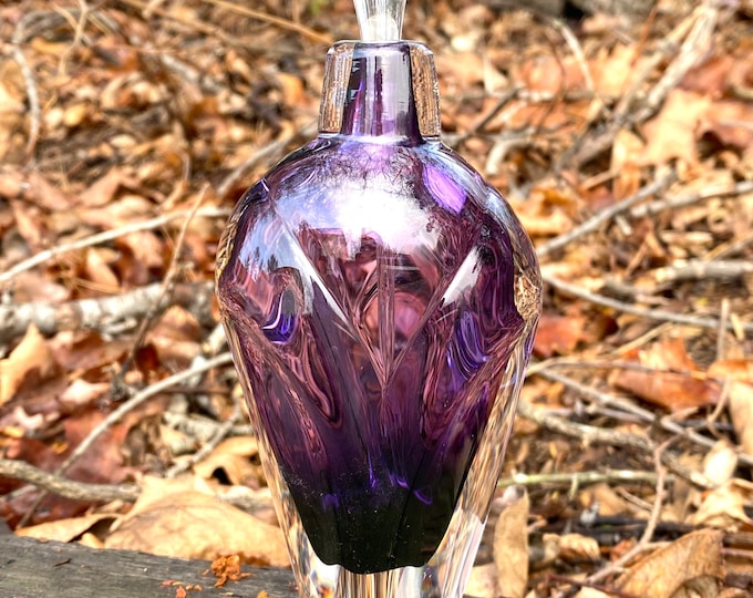 Hand Blown Glass Perfume Bottle - Amethyst Overlay  by Jonathan Winfisky