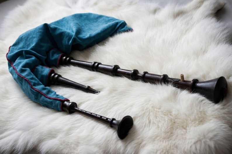 Handcrafted Medieval Bagpipes – Ash Wood & Natural Leather