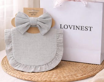 Babero con diadema a juego - Gris