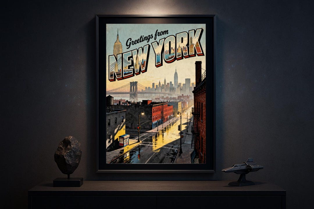 New York Vintage Travel Poster NYC Souvenir Wall Art Retro City Print ...