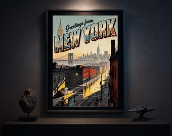 New York Vintage Reiseplakat NYC Souvenir Wand Kunst Retro Stadt Druck