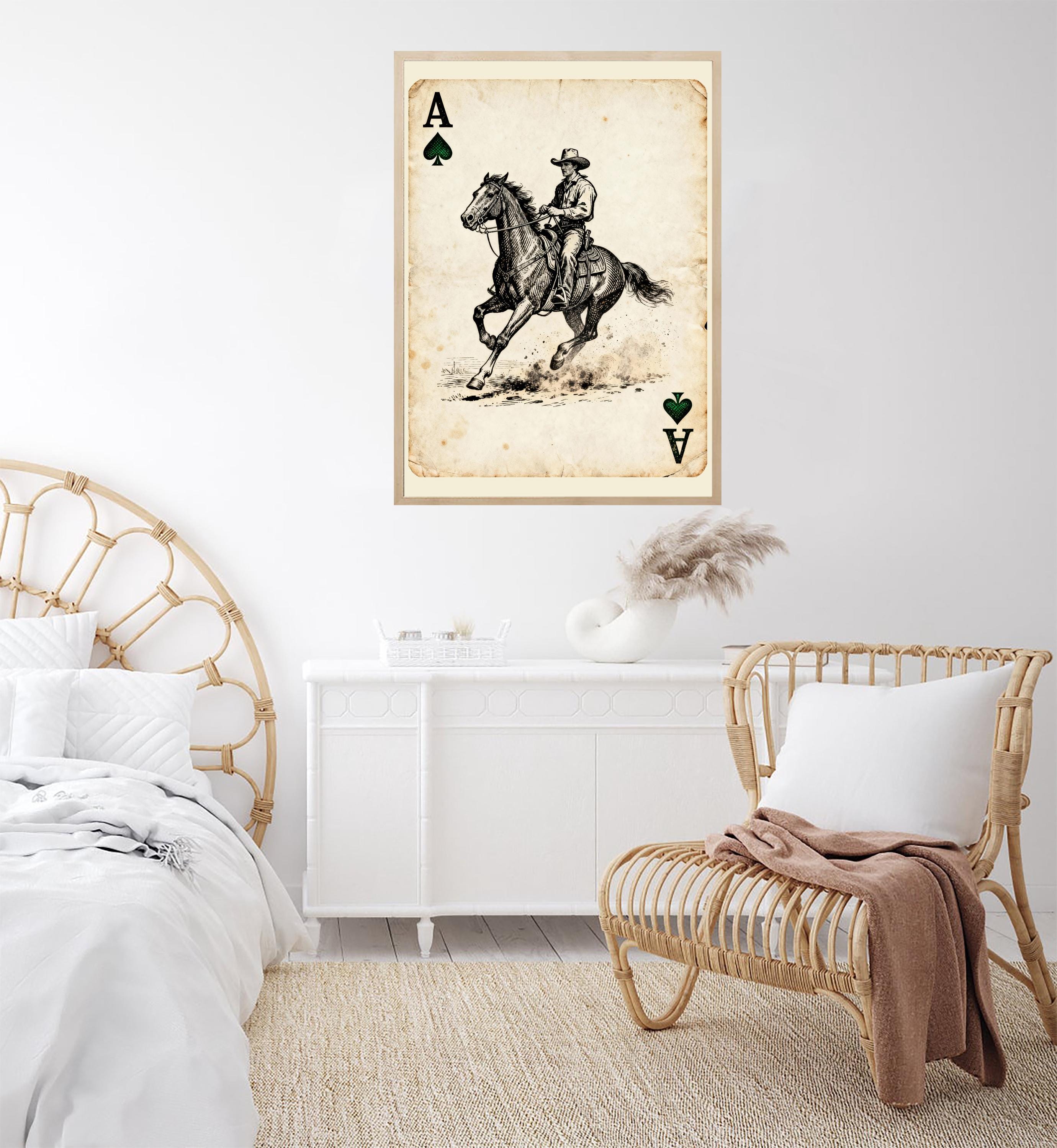 Vintage Cowboy Playing Card Poster Western Ace Spades Wall Art Print - Etsy